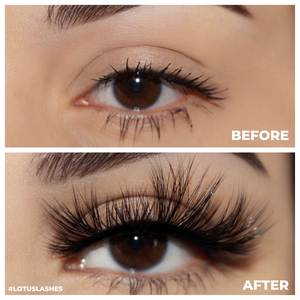 hourglass bombshell 25mm faux mink lashes false eyelashes lotus lashes before and after
