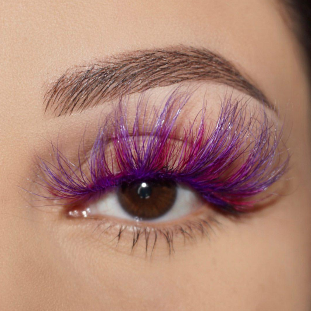 afterglow colored mink lashes stardust hot pink purple false eyelashes lotus lashes swatch