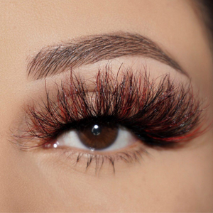 afterglow colored mink lashes all night red black false eyelashes lotus lashes swatch