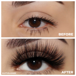 lady lux bombshell 25mm faux mink lashes false eyelashes lotus lashes before and after