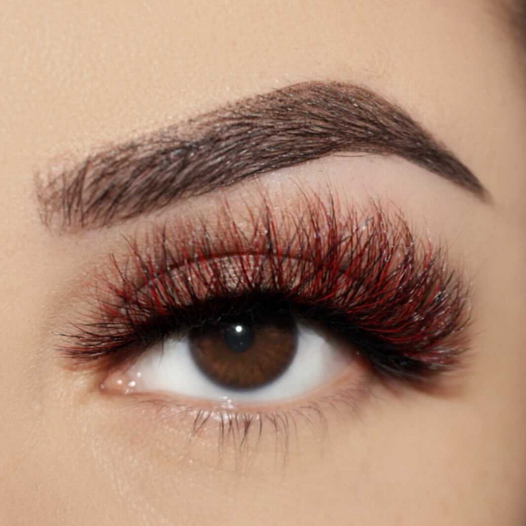 red dragon colored mink lashes afterglow red mink lashes false eyelashes lotus lashes swatch