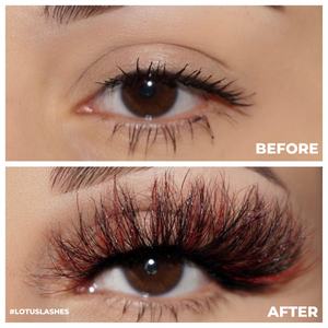 afterglow colored mink lashes all night red black false eyelashes lotus lashes before and after