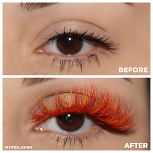 afterglow colored mink lashes tropic pink yellow false eyelashes lotus lashes before and after