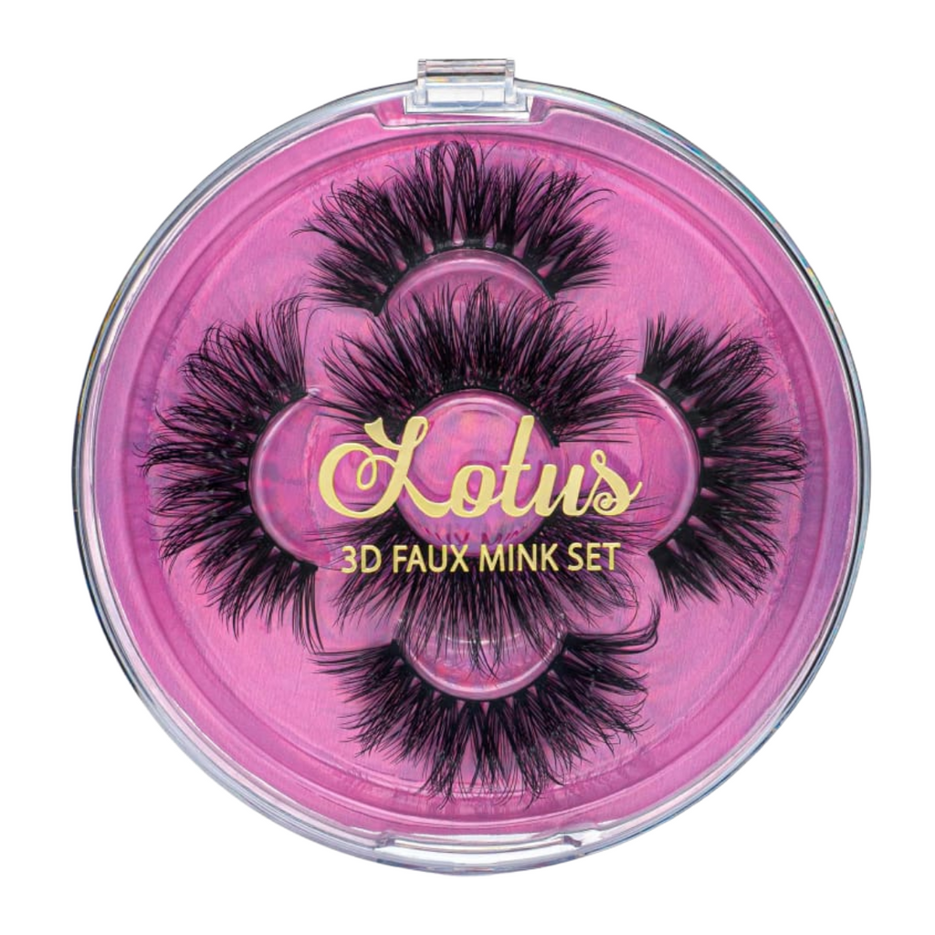 the naughty set 25 mm faux mink lashes false eyelashes lotus lashes packaging