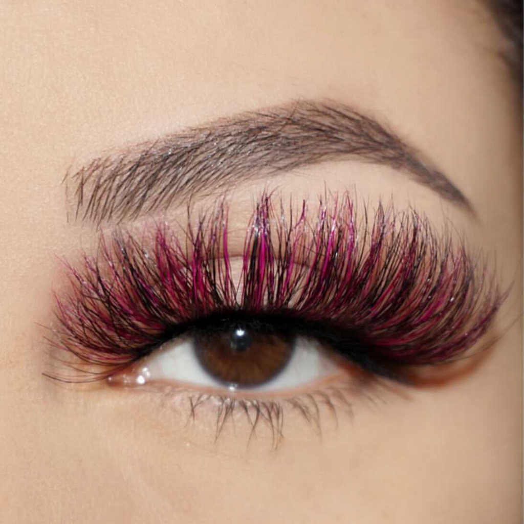 afterglow toxic 25mm colored mink lashes purple false eyelashes lotus lashes swatch